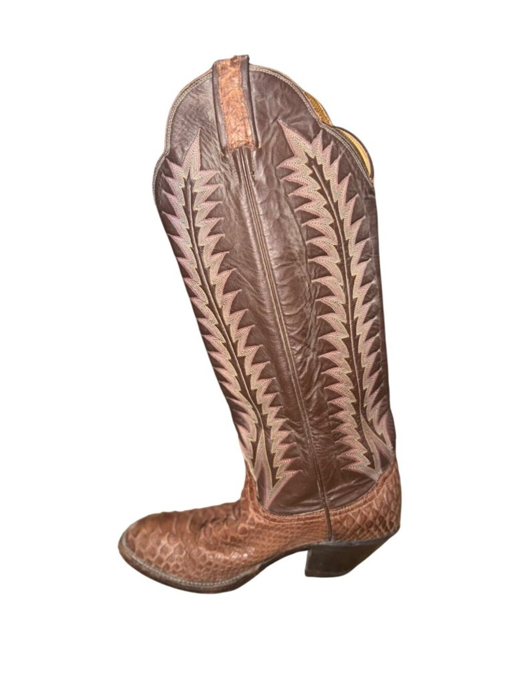 Vintage Tony Lama Brown Python Leather Cowboy Western Boots Style 4840 women 6.5 - Picture 10 of 13
